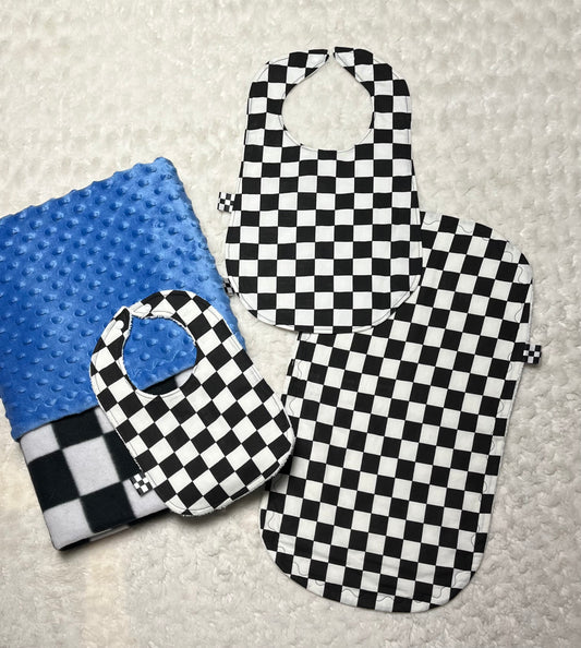 Blue Checkered Flag Baby Set